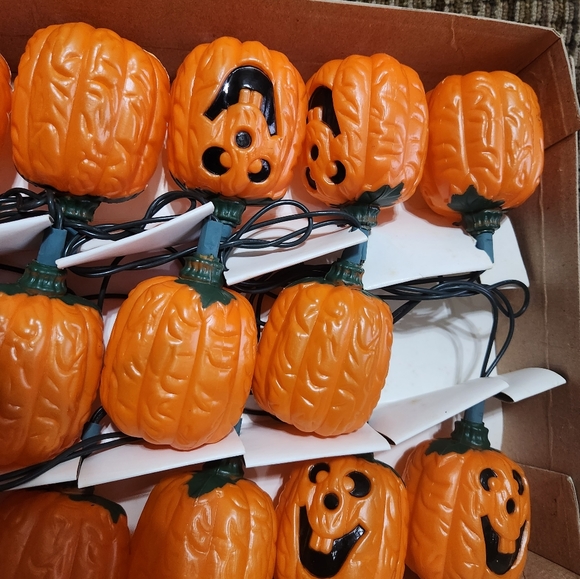 Vintage Pumpkin Blow Mold String Lights Halloween Trick Or Treat 13ft - Picture 3 of 9